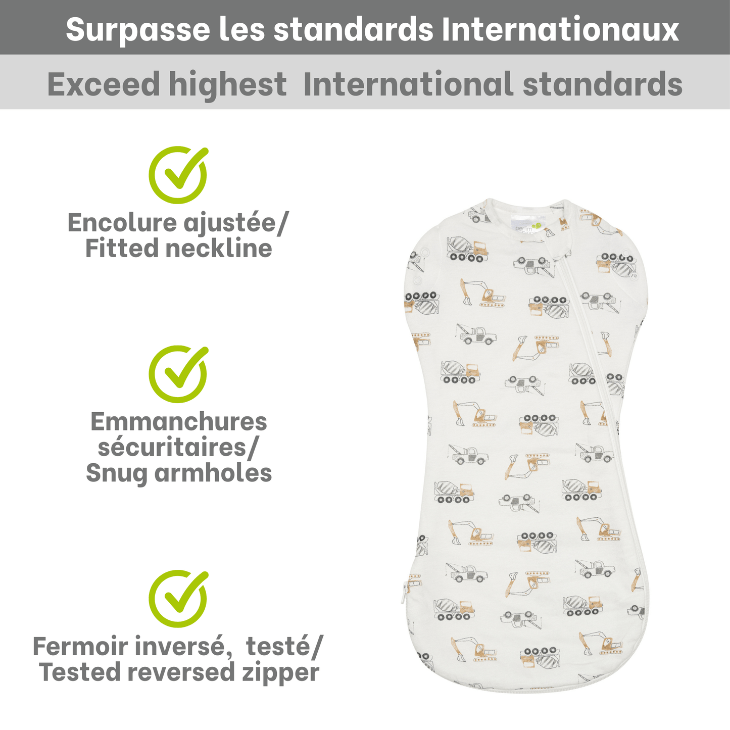 Sac de nuit pour nouveau-né en bambou - Construction (1.0 tog)