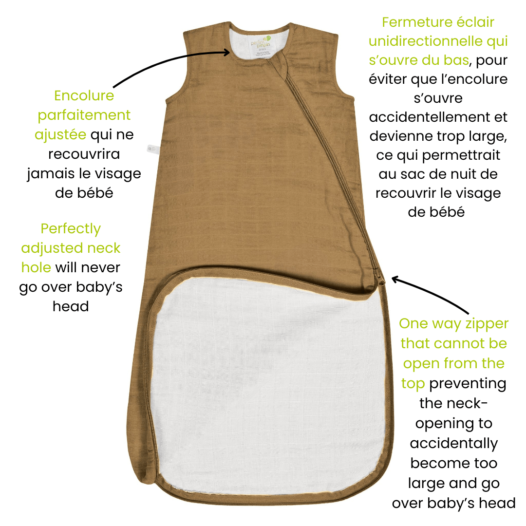 Cotton muslin sleep sack - Honey (0.7 tog)