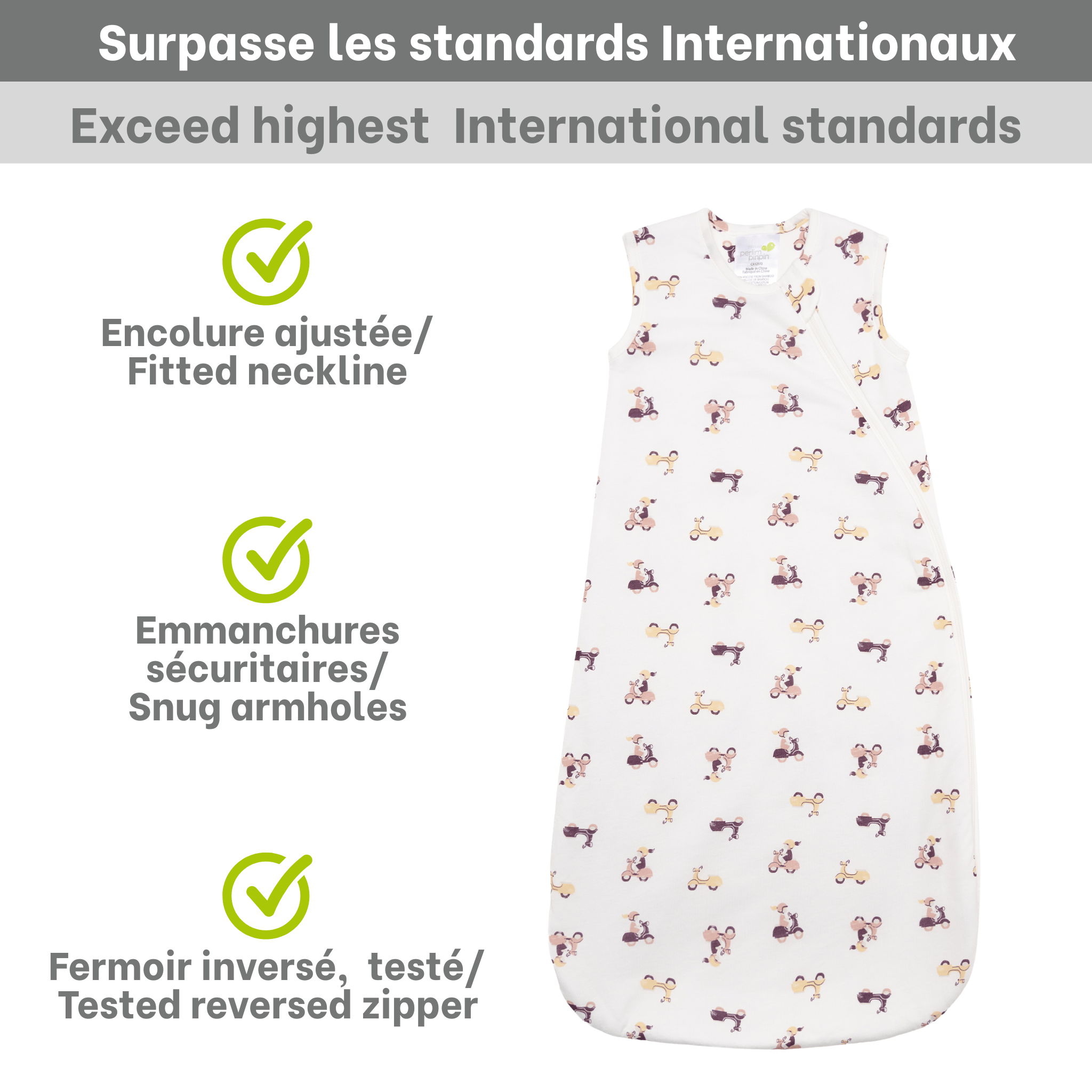Quilted bamboo sleep sack - Vespa (1.0 tog)