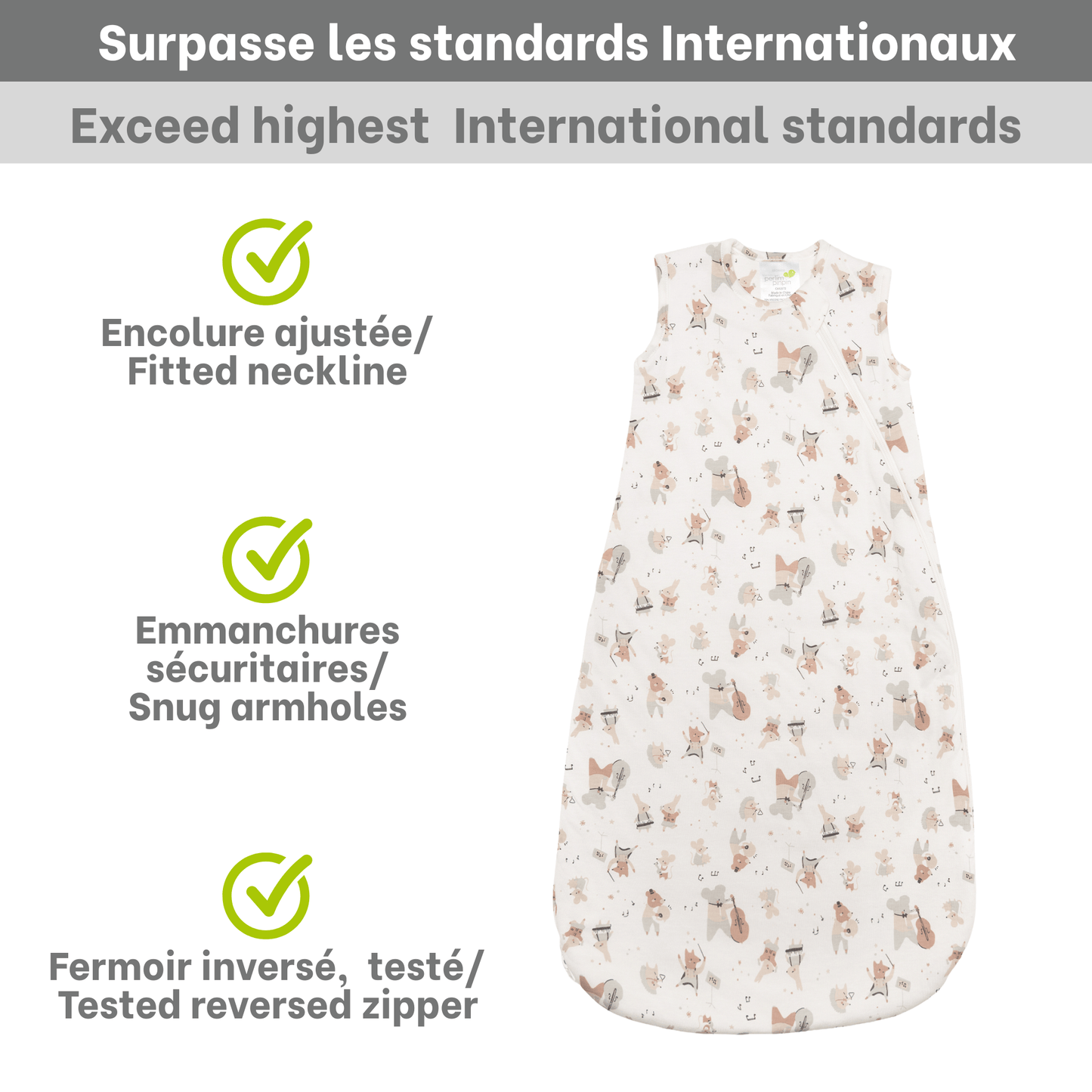 Quilted bamboo sleep sack - Music (1.0 tog)