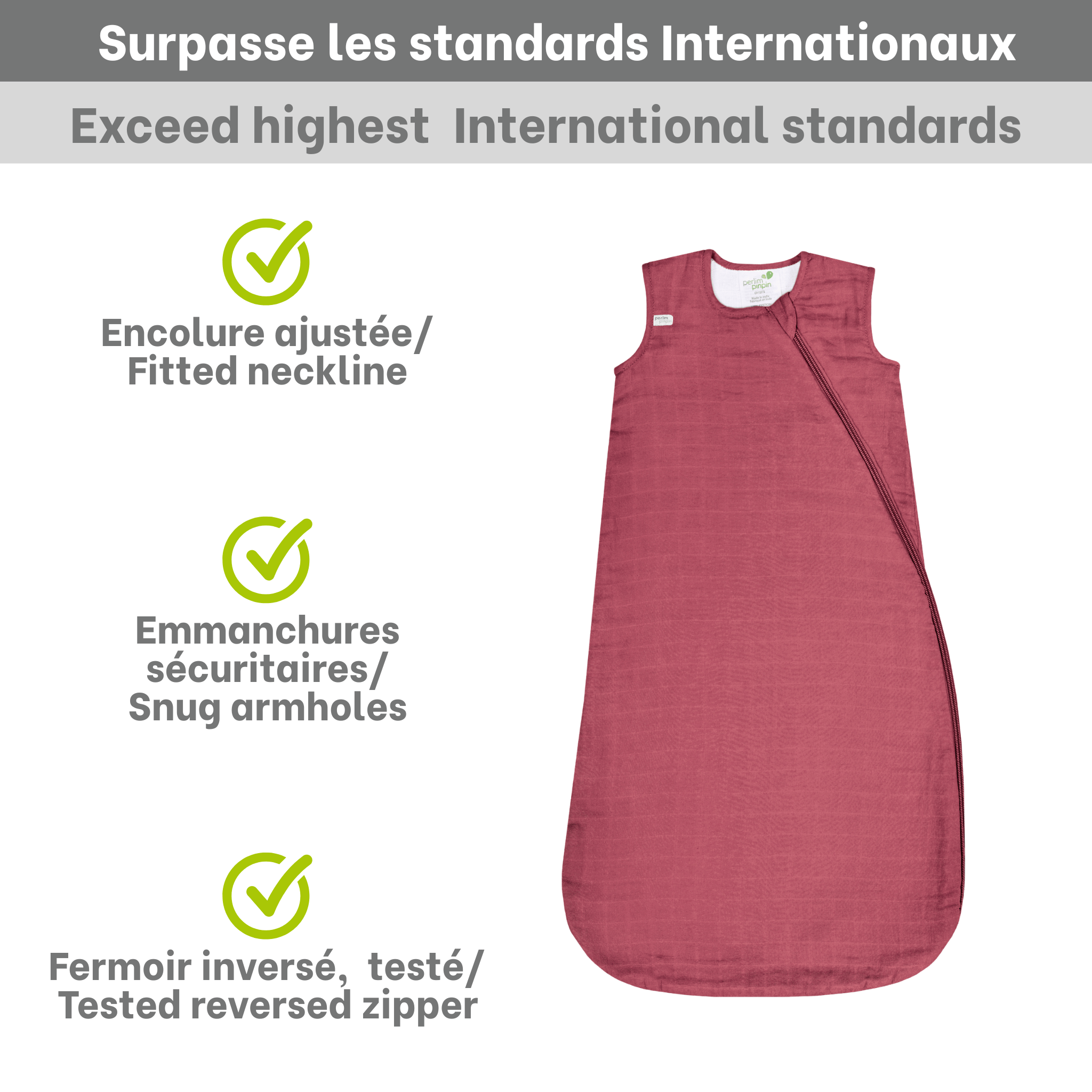 Cotton muslin sleep sack - Raspberry (0.7 tog)