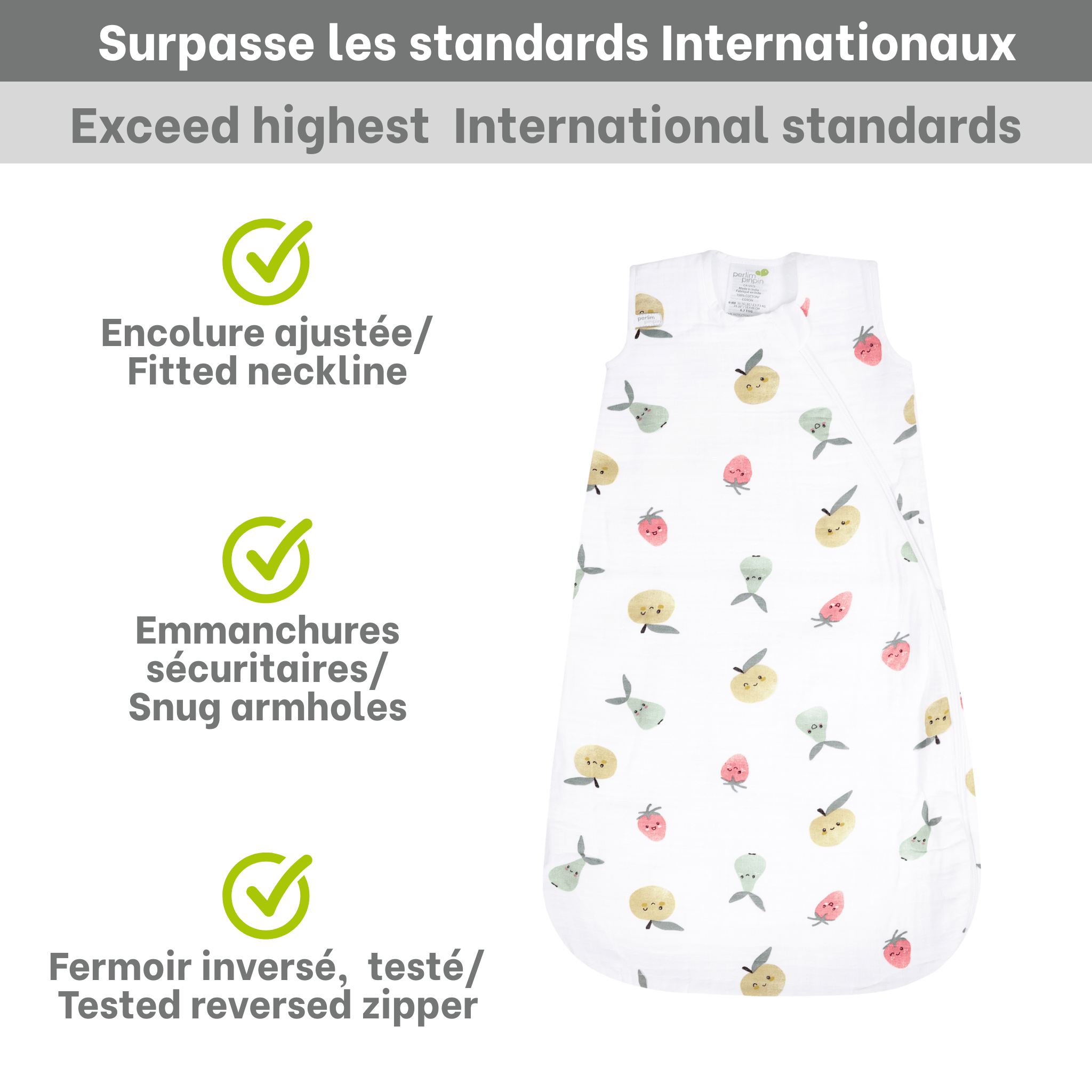 Cotton muslin sleep sack - Fruits (0.7 tog)