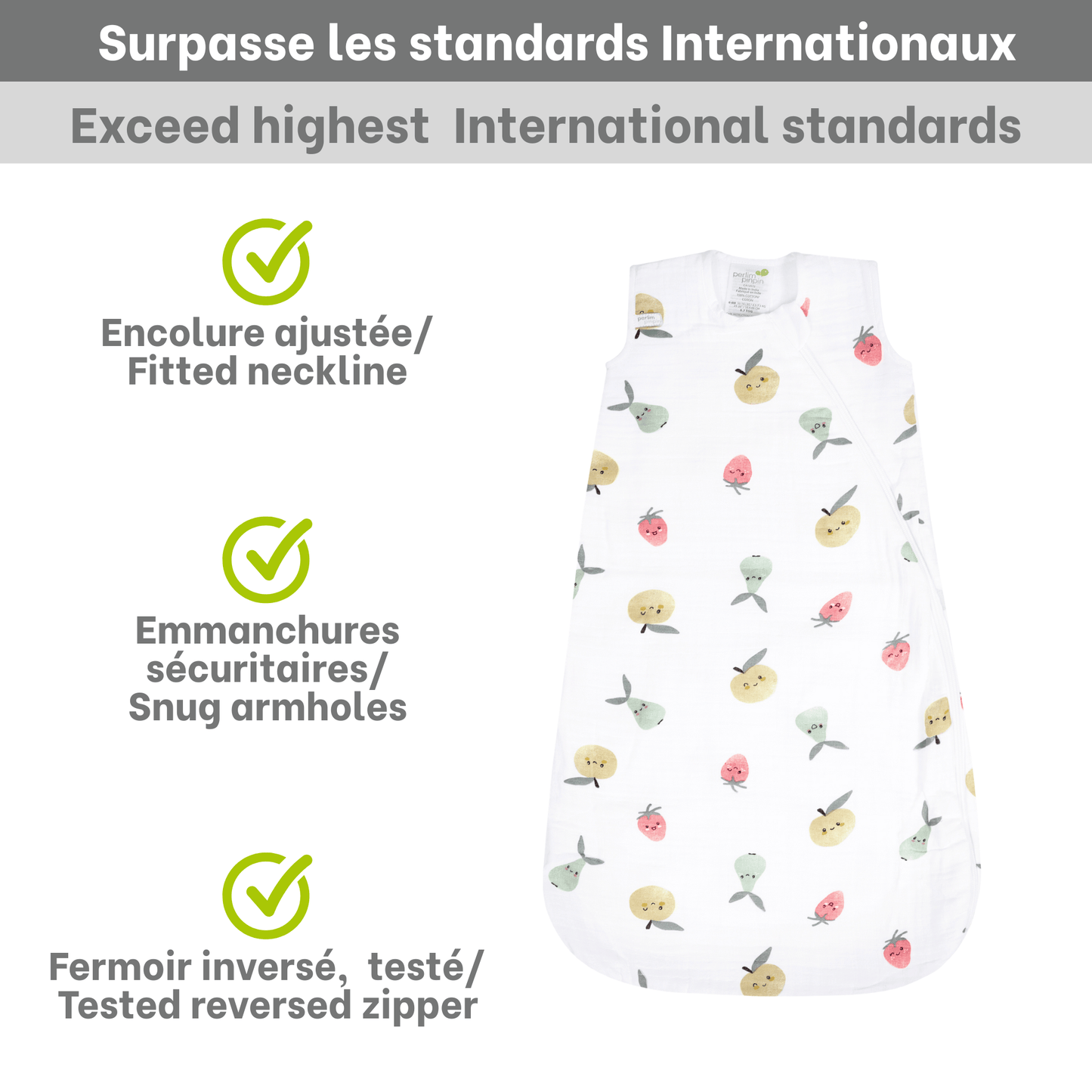 Cotton muslin sleep sack - Fruits (0.7 tog)