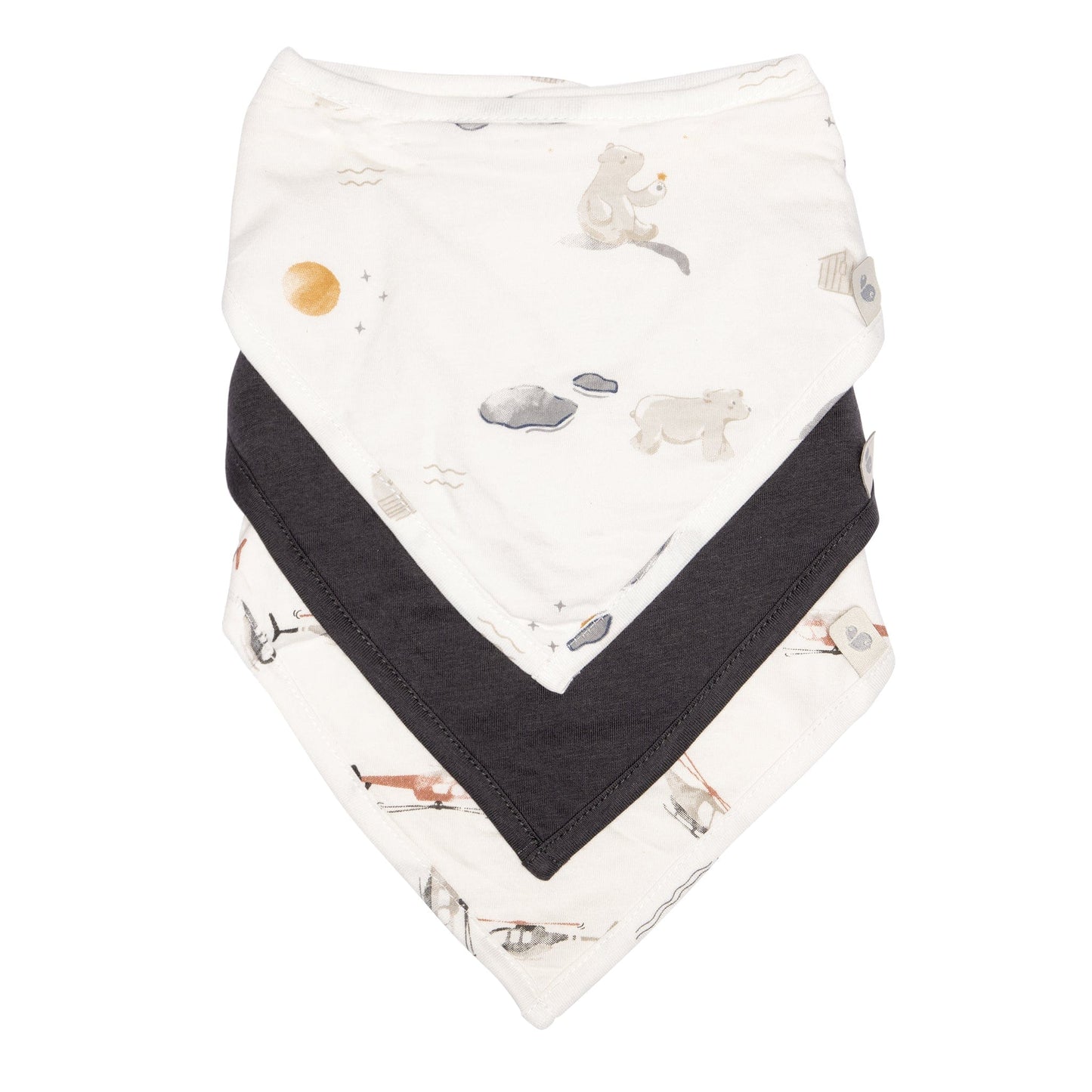 Bamboo bibs pack (3) - Moon, Charcoal & Helicopter