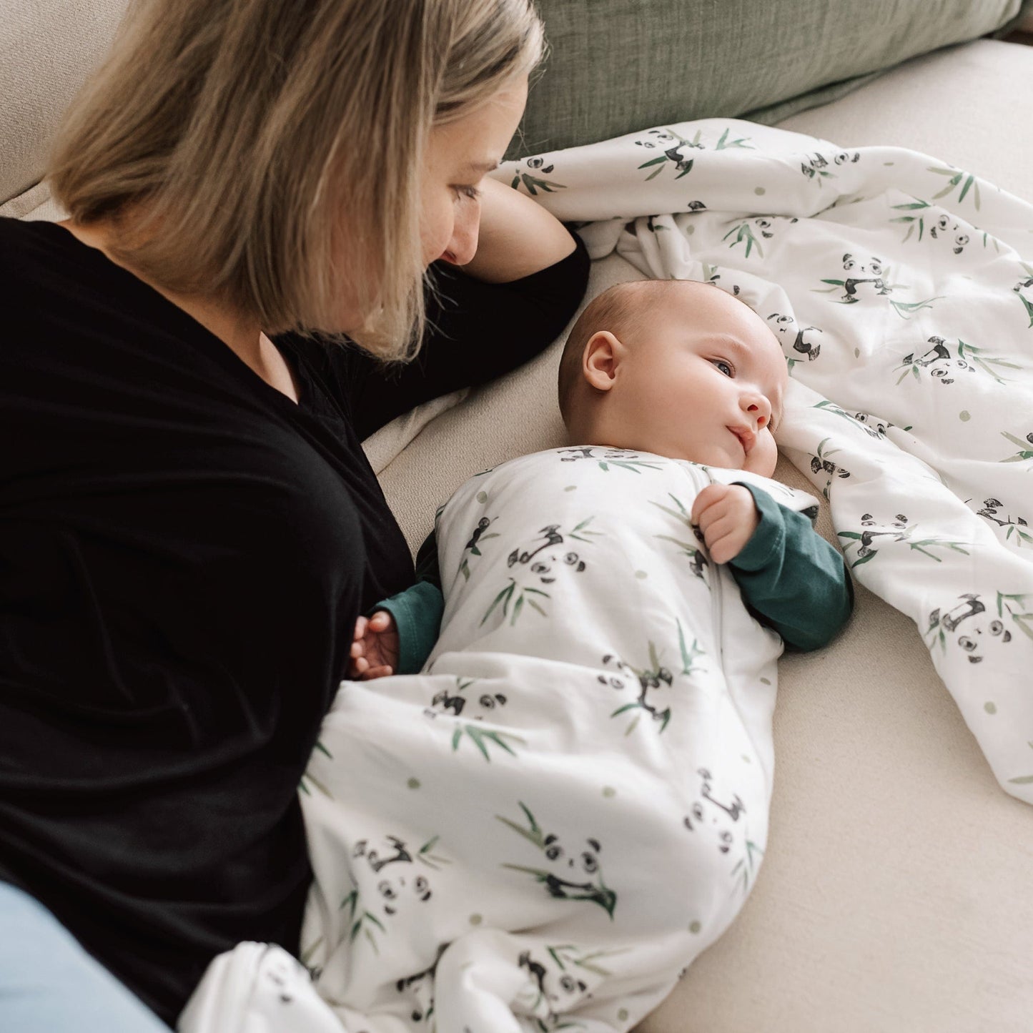 Quilted bamboo sleep sack - Pandas (2.5 togs)