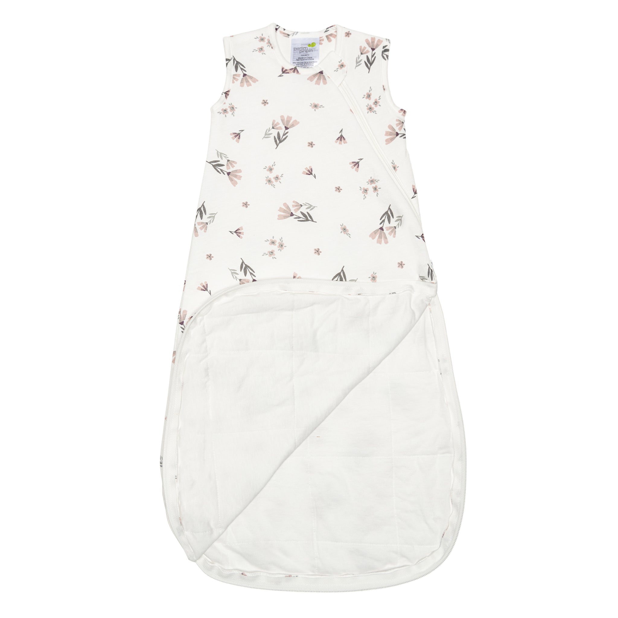 Quilted bamboo sleep sack - Watercolor Flowers (2.5 togs)