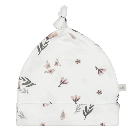 Bonnet pour bébé en bambou - Fleurs aquarelle