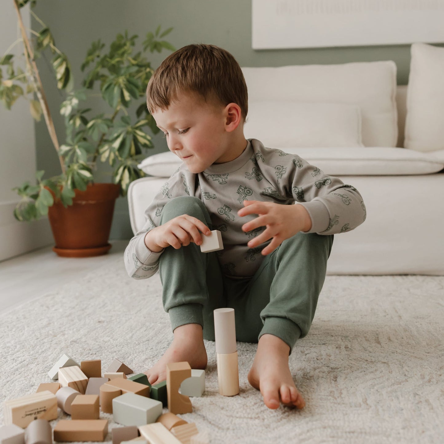 Bamboo pajama set - Tractors