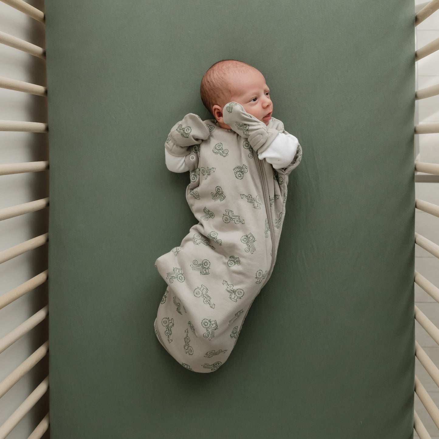 Bamboo newborn sleep sack - Tractors (1.0 tog)