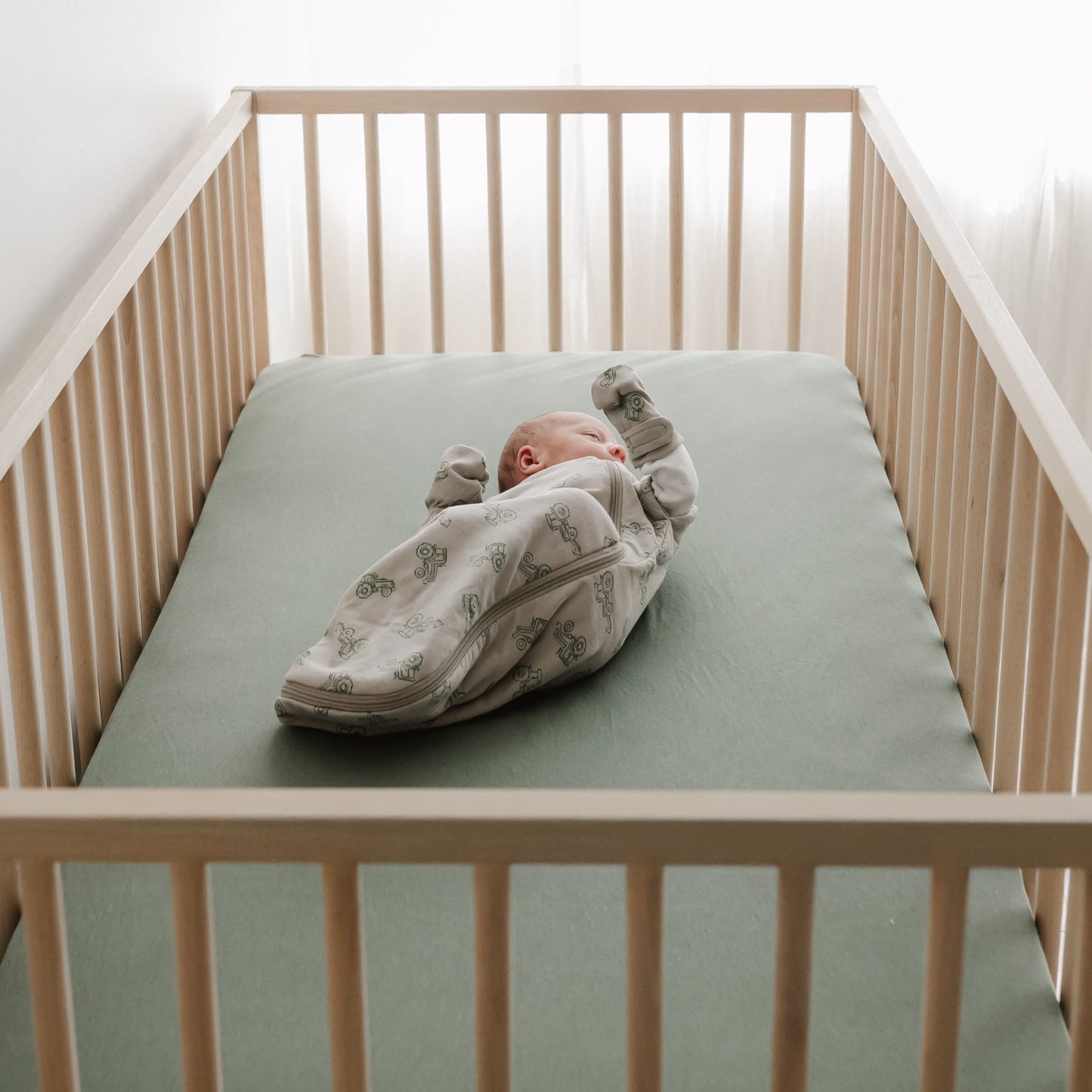 Bamboo newborn sleep sack - Tractors (1.0 tog)