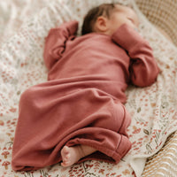 Bamboo newborn sleep gown - Raspberry