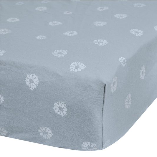 Flannel Crib Fitted Sheet - Daisies