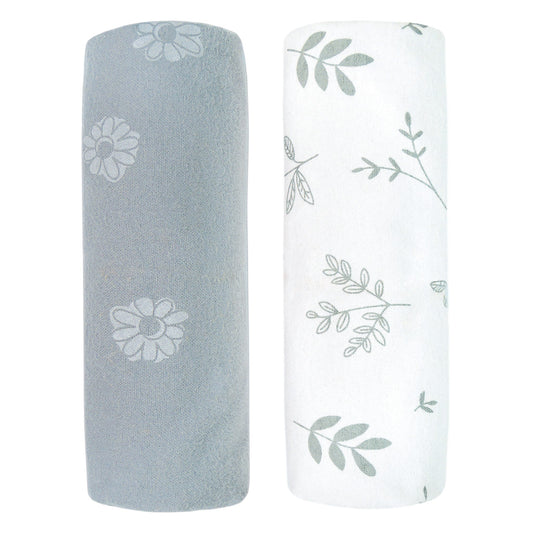 Flannel Receiving Blanket - Daisies & Foliage (2-pack)