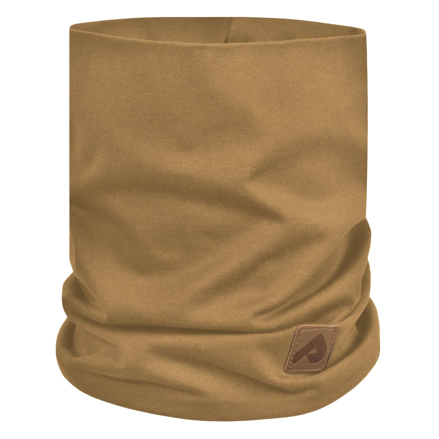 Cotton neck warmer with fleece lining - Coffee