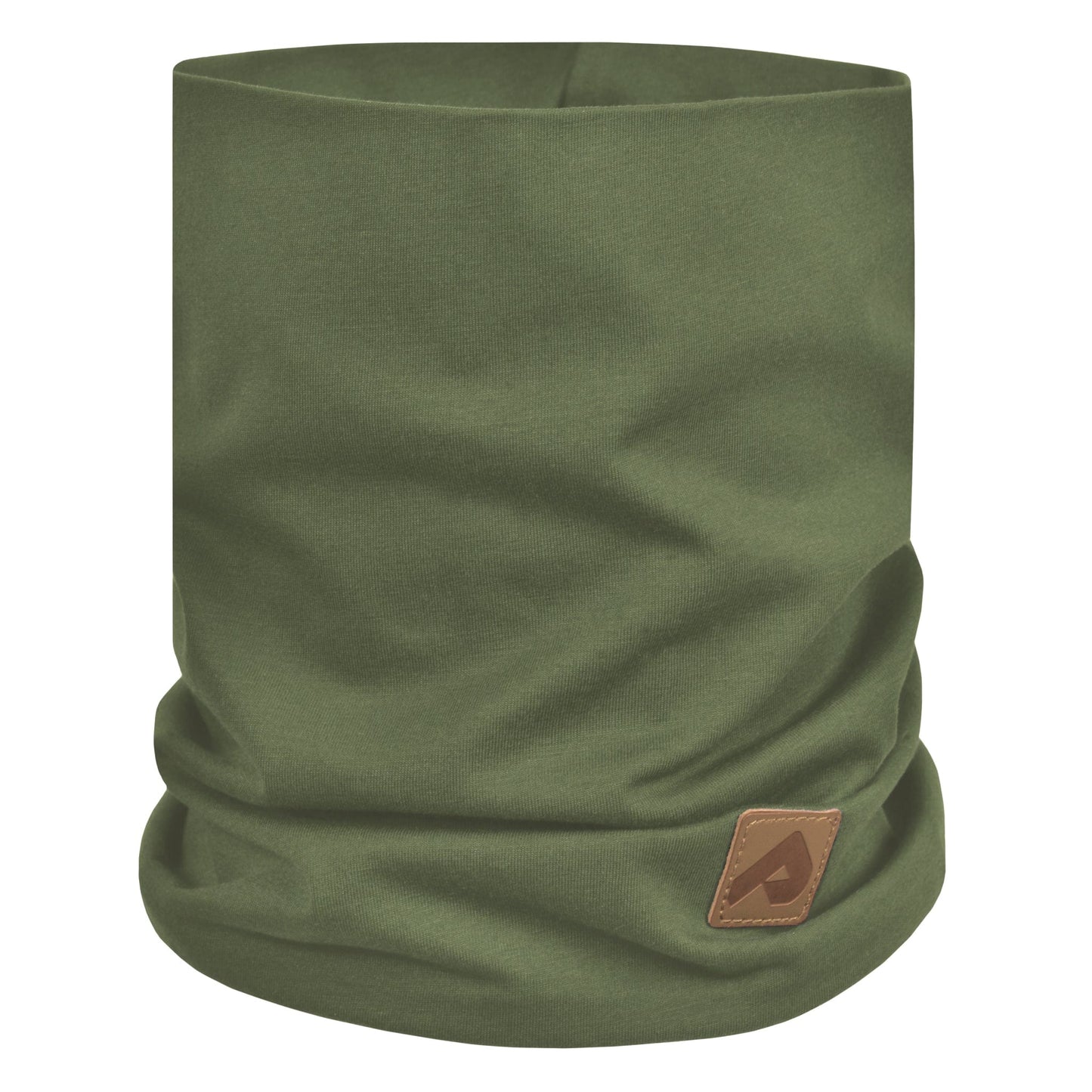 Cotton neck warmer with fleece lining - Green