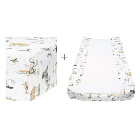 Change pad cover & fitted sheet set - Safari