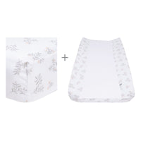 Change pad cover & fitted sheet set - Leaves