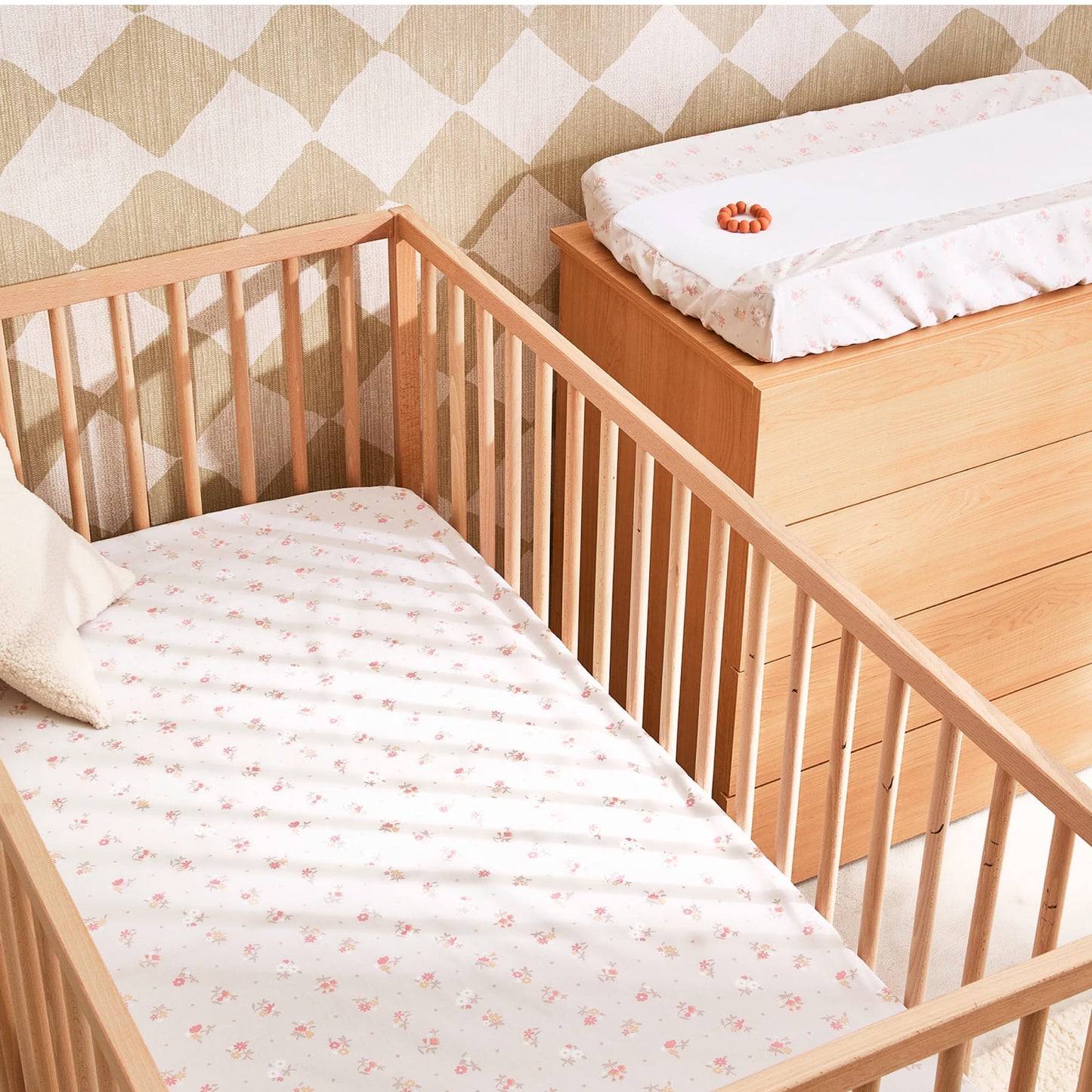 Change pad cover & fitted sheet set - Flowers