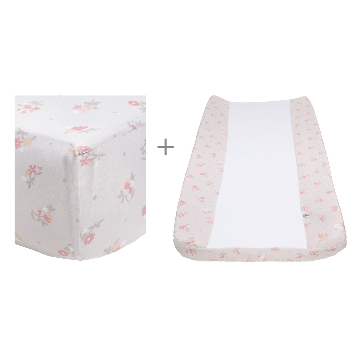 Change pad cover & fitted sheet set - Flowers