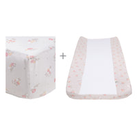 Change pad cover & fitted sheet set - Flowers