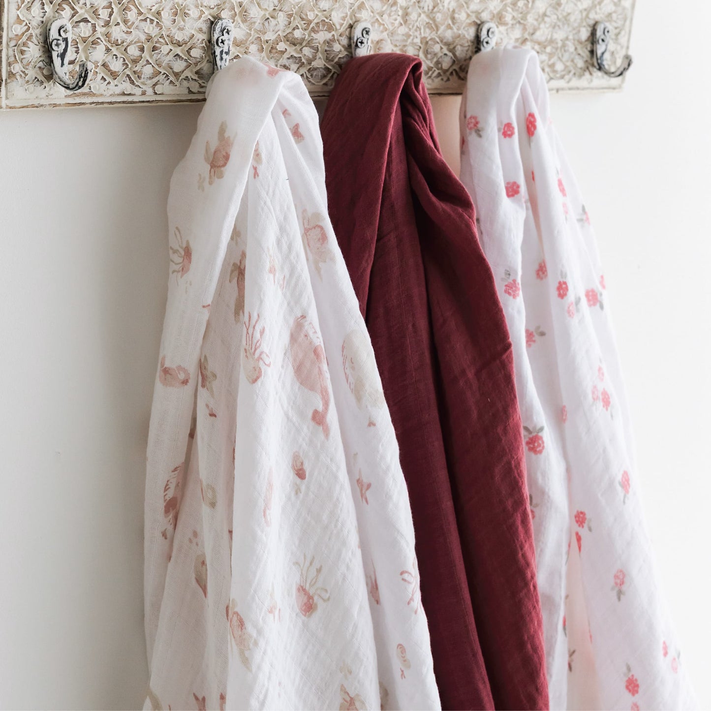 Couverture mousseline de coton - Framboises