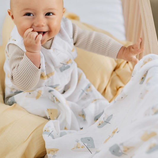 Cotton muslin swaddle - Rhinos