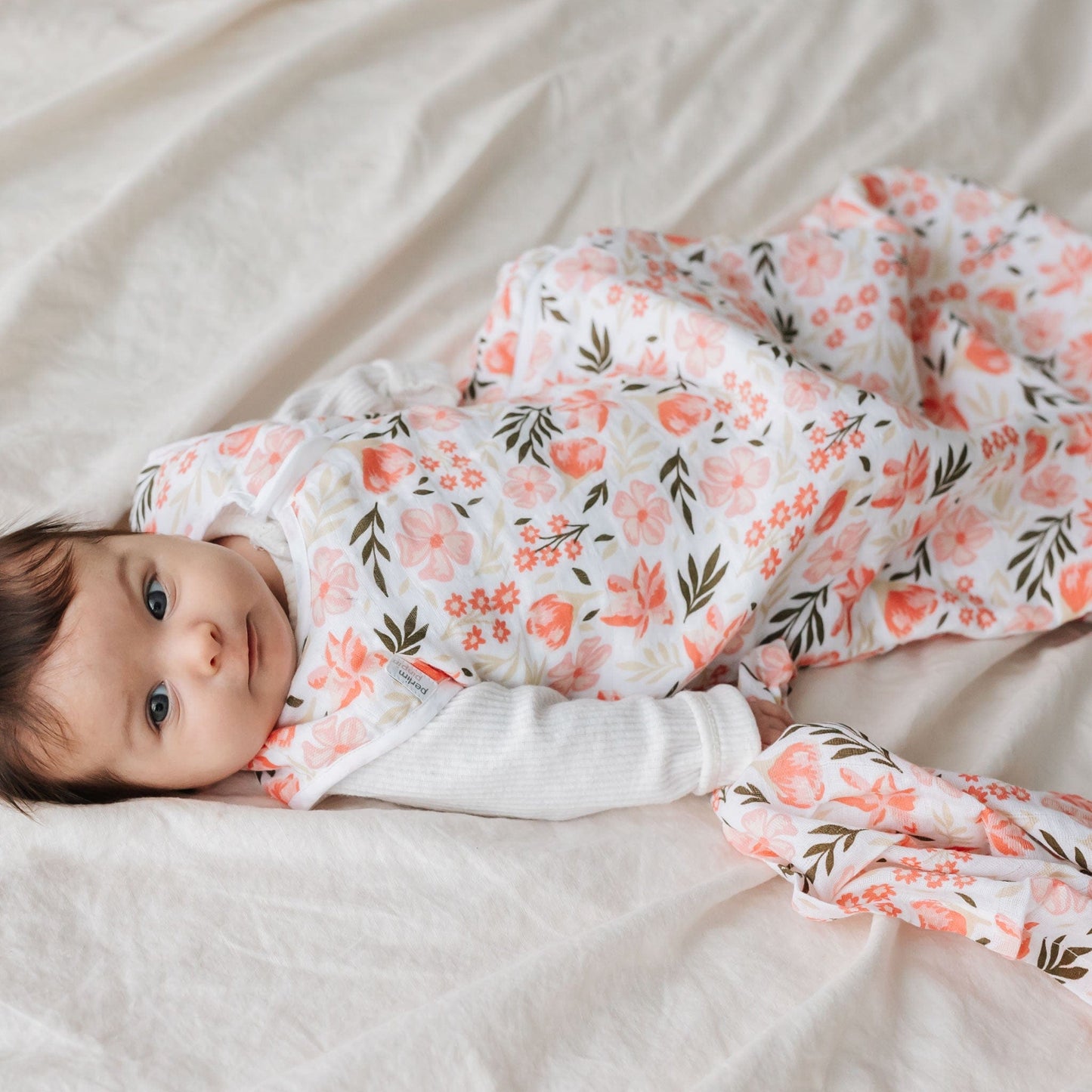 Cotton muslin swaddle - Flowers by Rachel Lyon