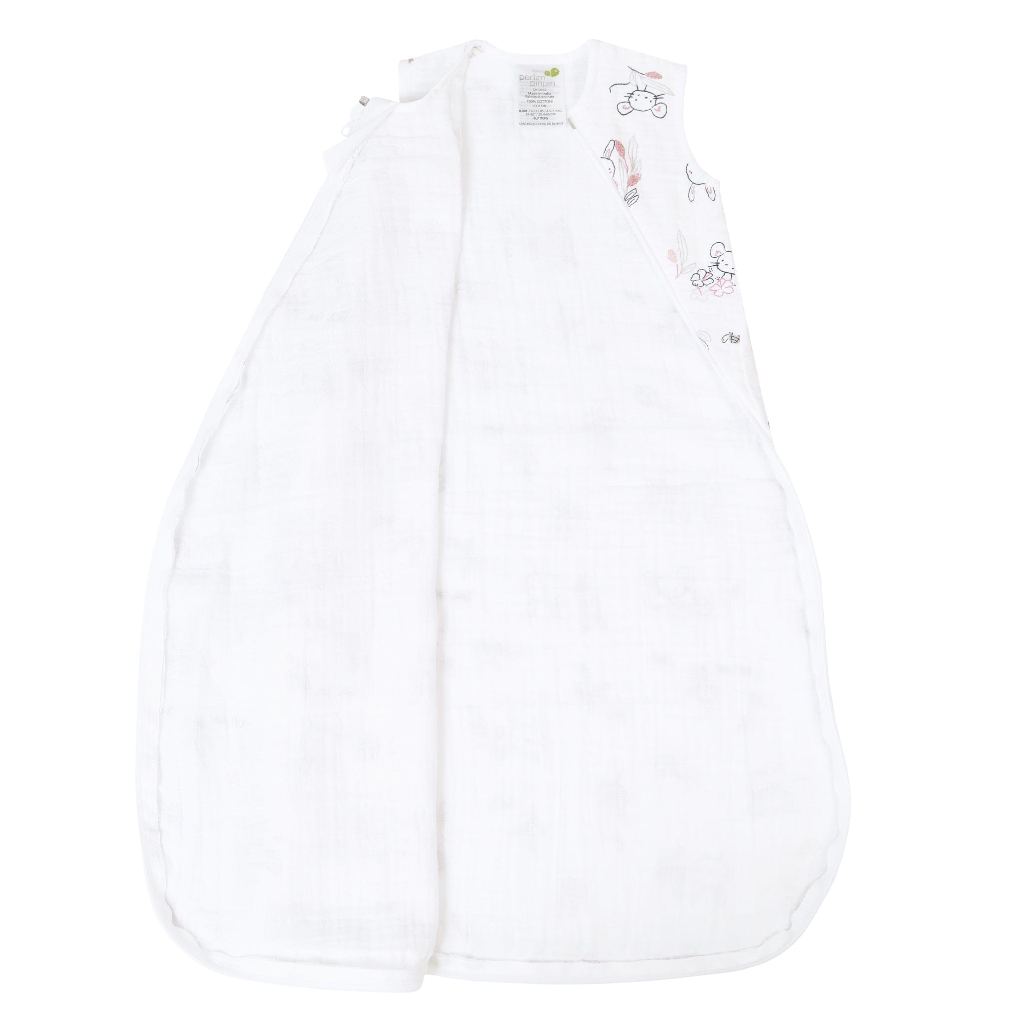 Cotton muslin sleep sack - Bunnies (0.7 tog)