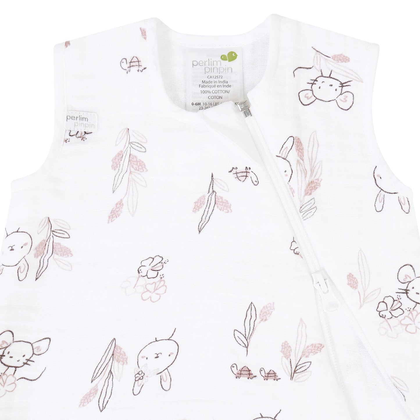 Cotton muslin sleep sack - Bunnies (0.7 tog)