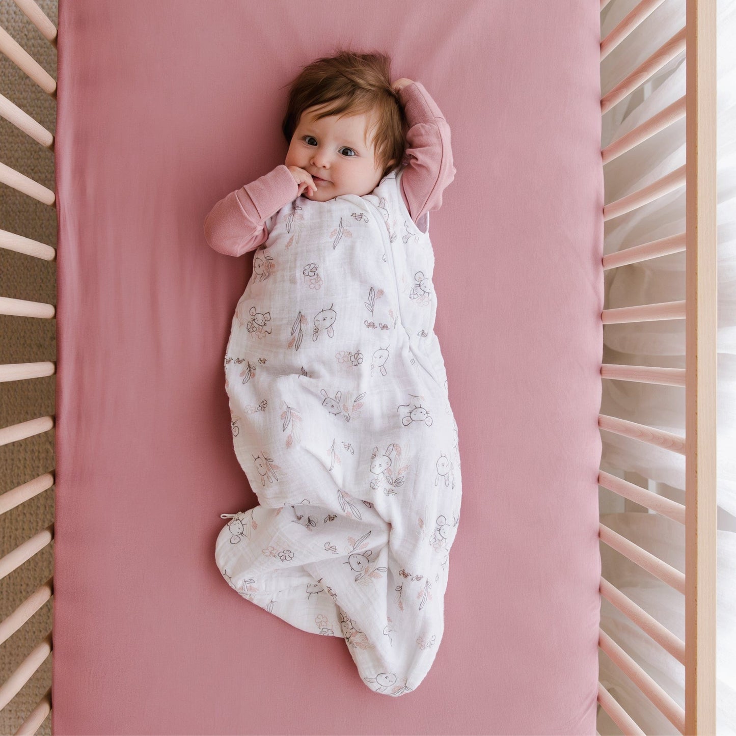 Cotton muslin sleep sack - Bunnies (0.7 tog)