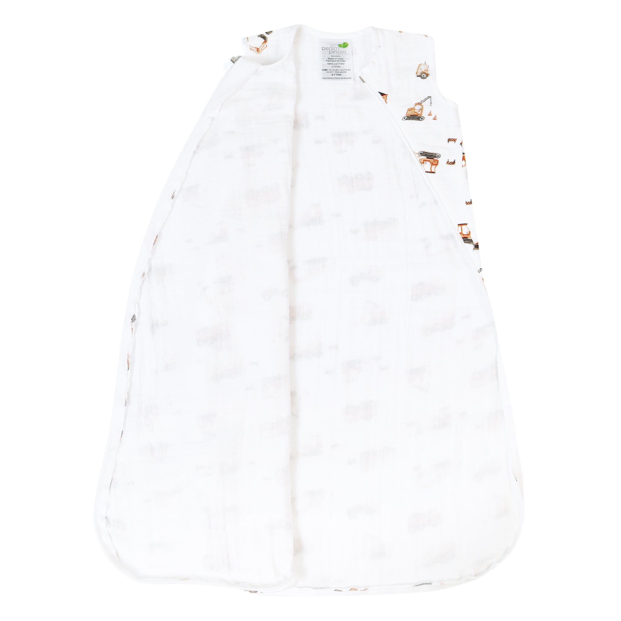Cotton muslin sleep sack - Construction (0.7 tog)
