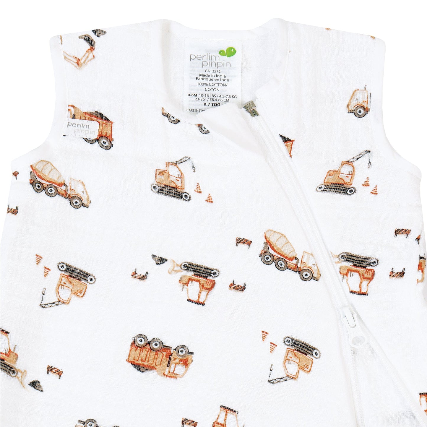 Cotton muslin sleep sack - Construction (0.7 tog)