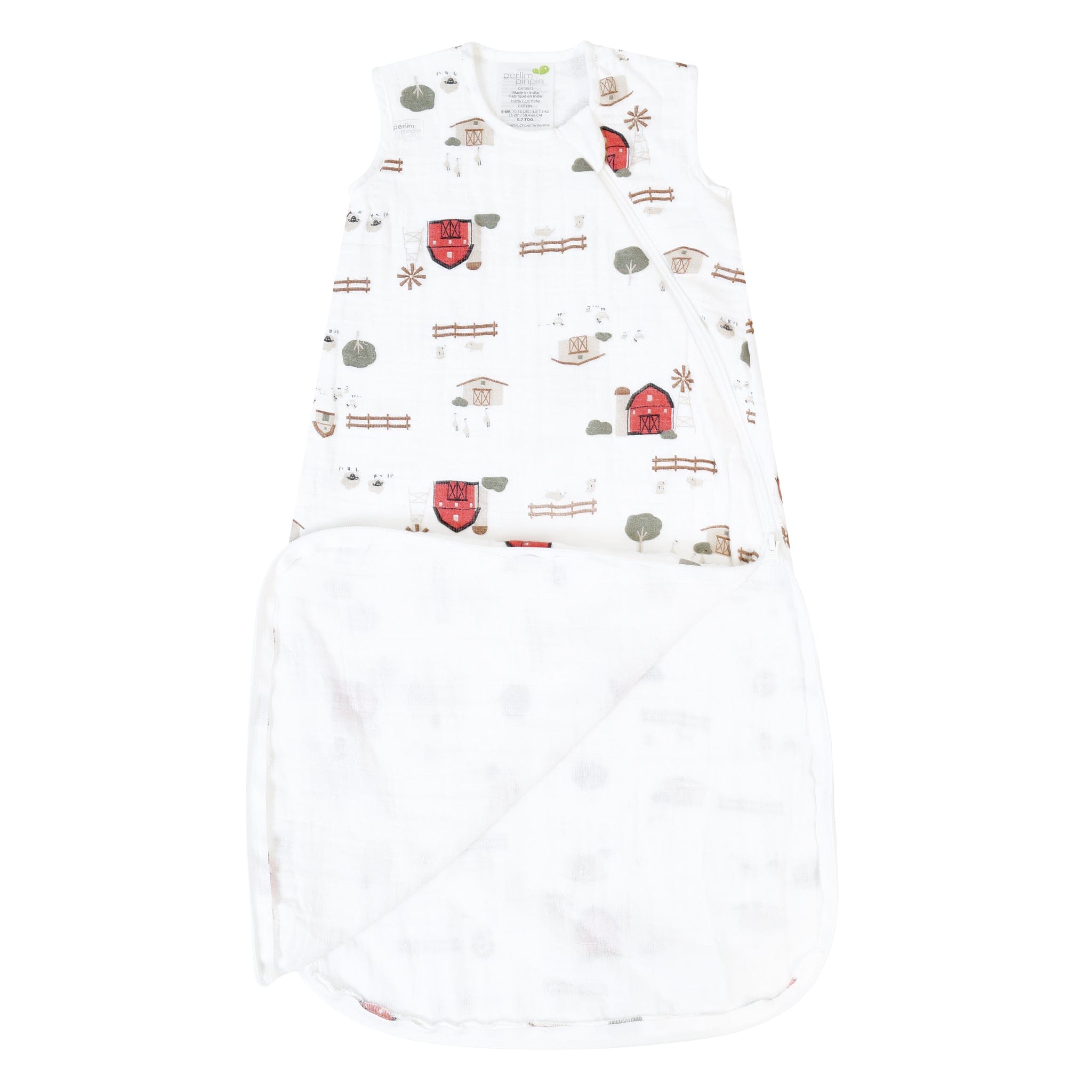 Cotton muslin sleep sack - Farm (0.7 tog)