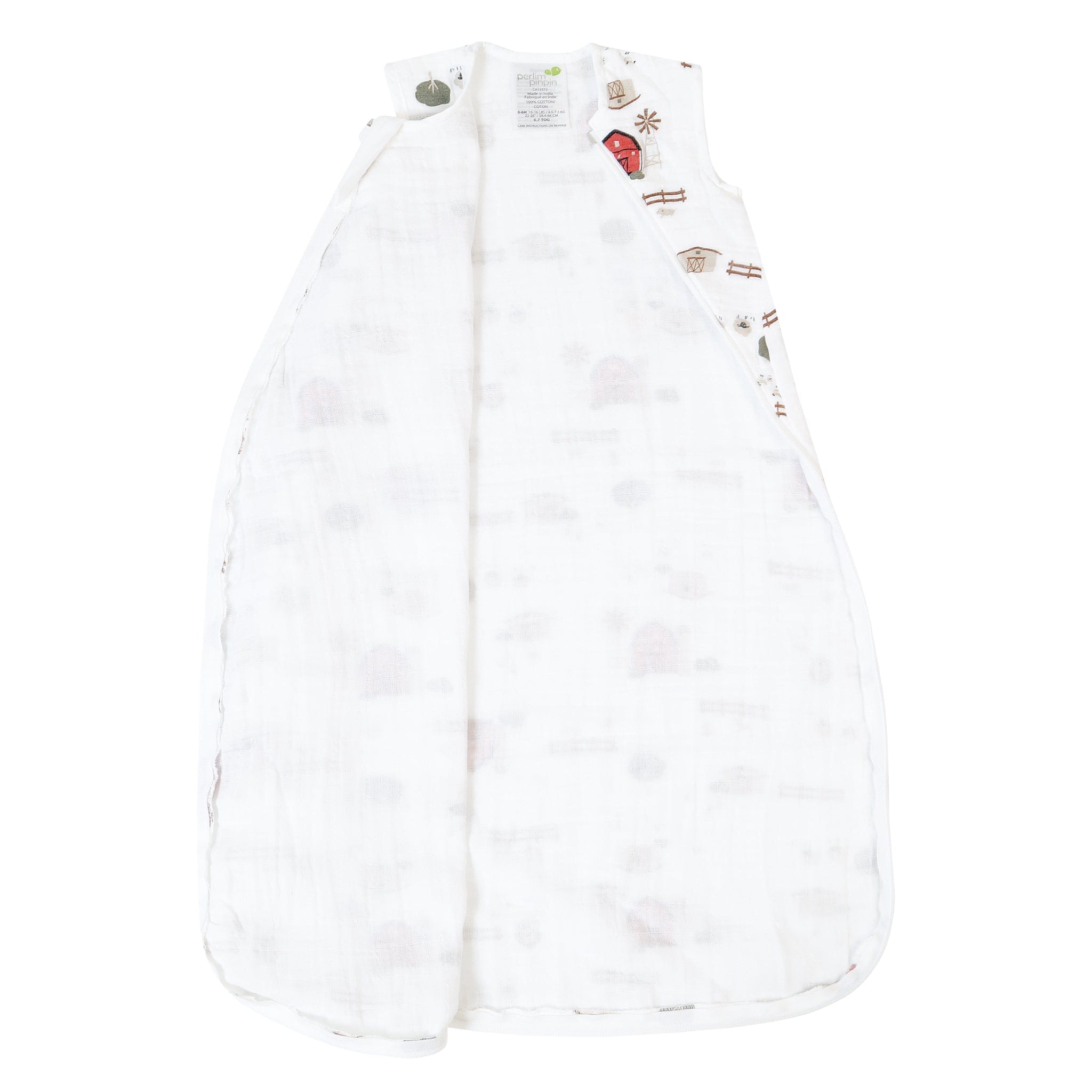 Cotton muslin sleep sack - Farm (0.7 tog)