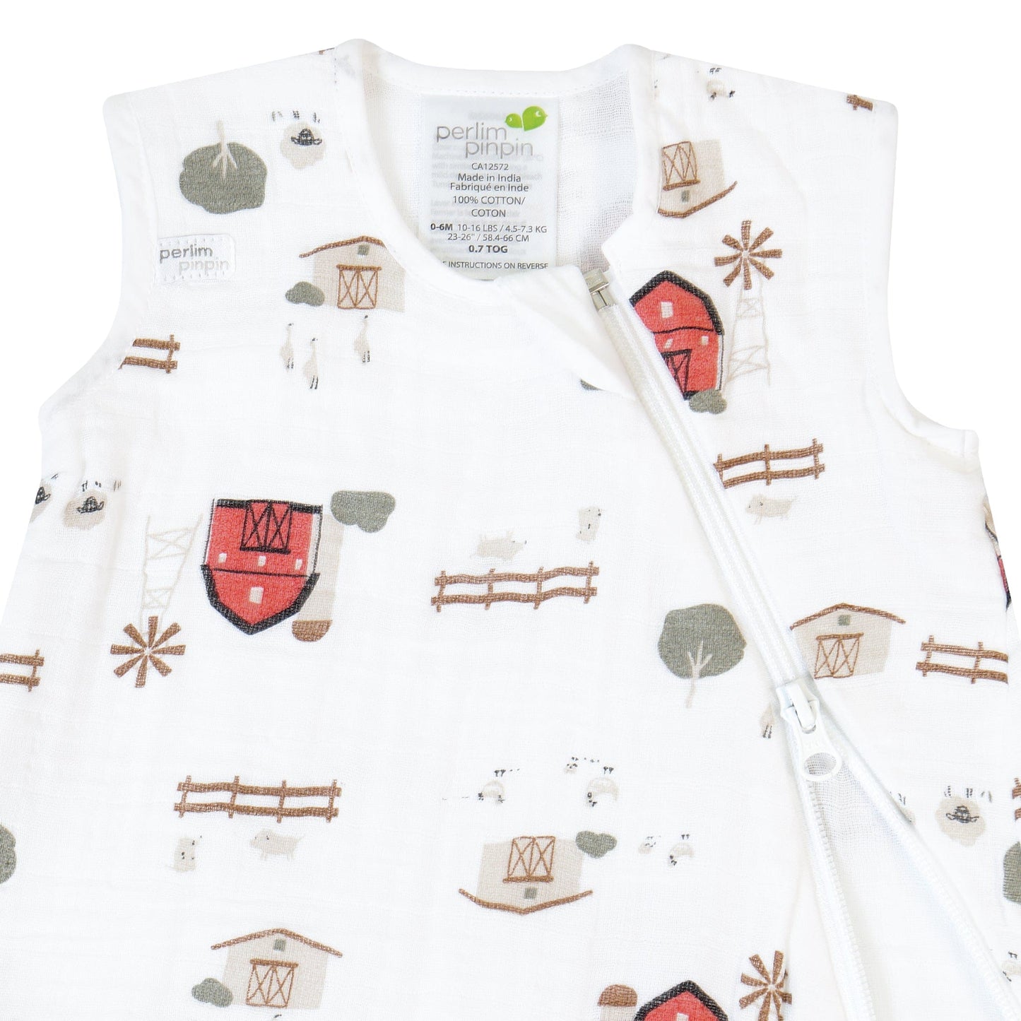 Cotton muslin sleep sack - Farm (0.7 tog)