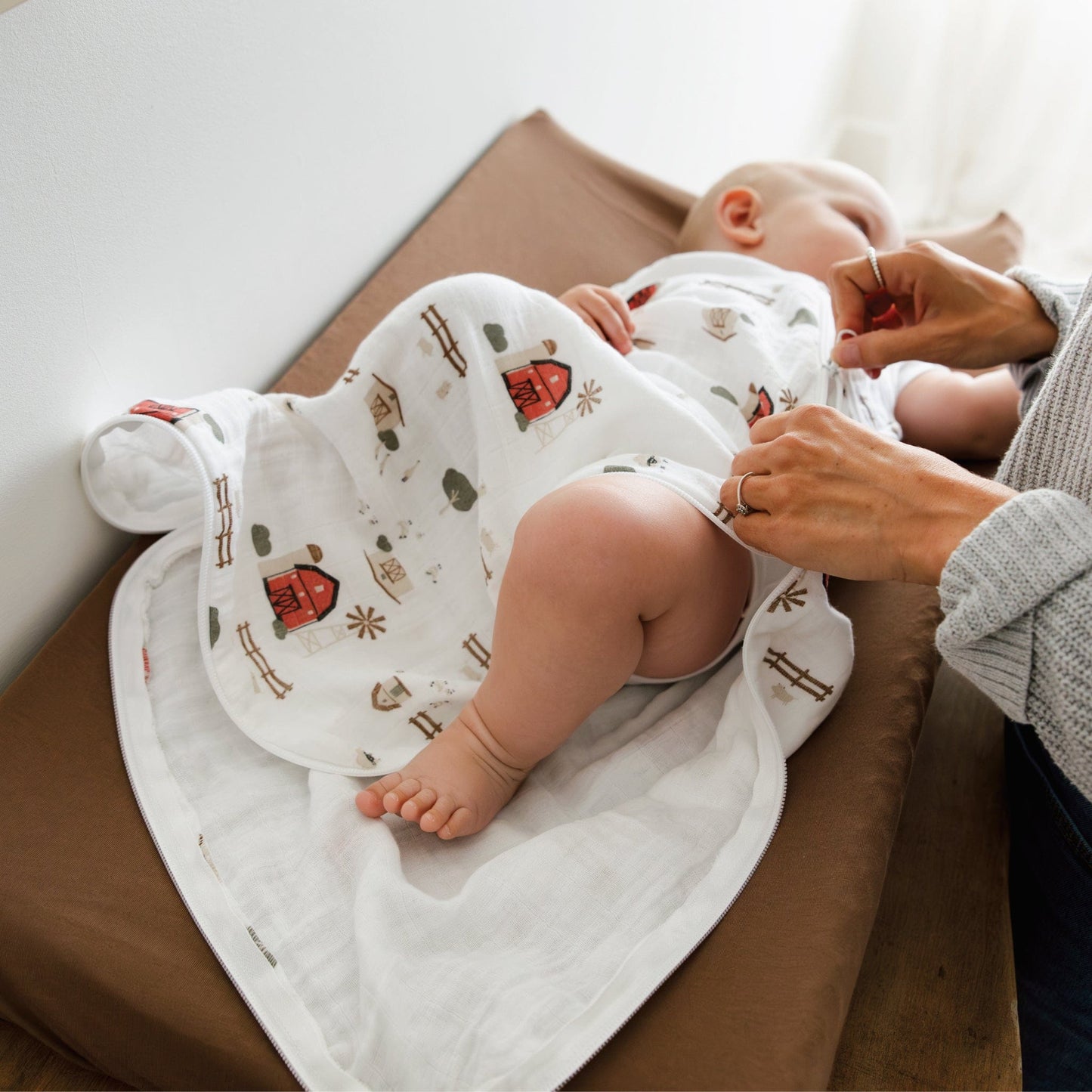 Cotton muslin sleep sack - Farm (0.7 tog)