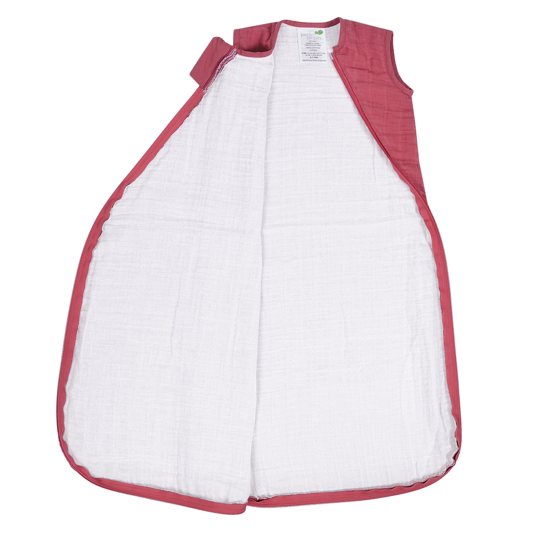 Cotton muslin sleep sack - Raspberry (0.7 tog)