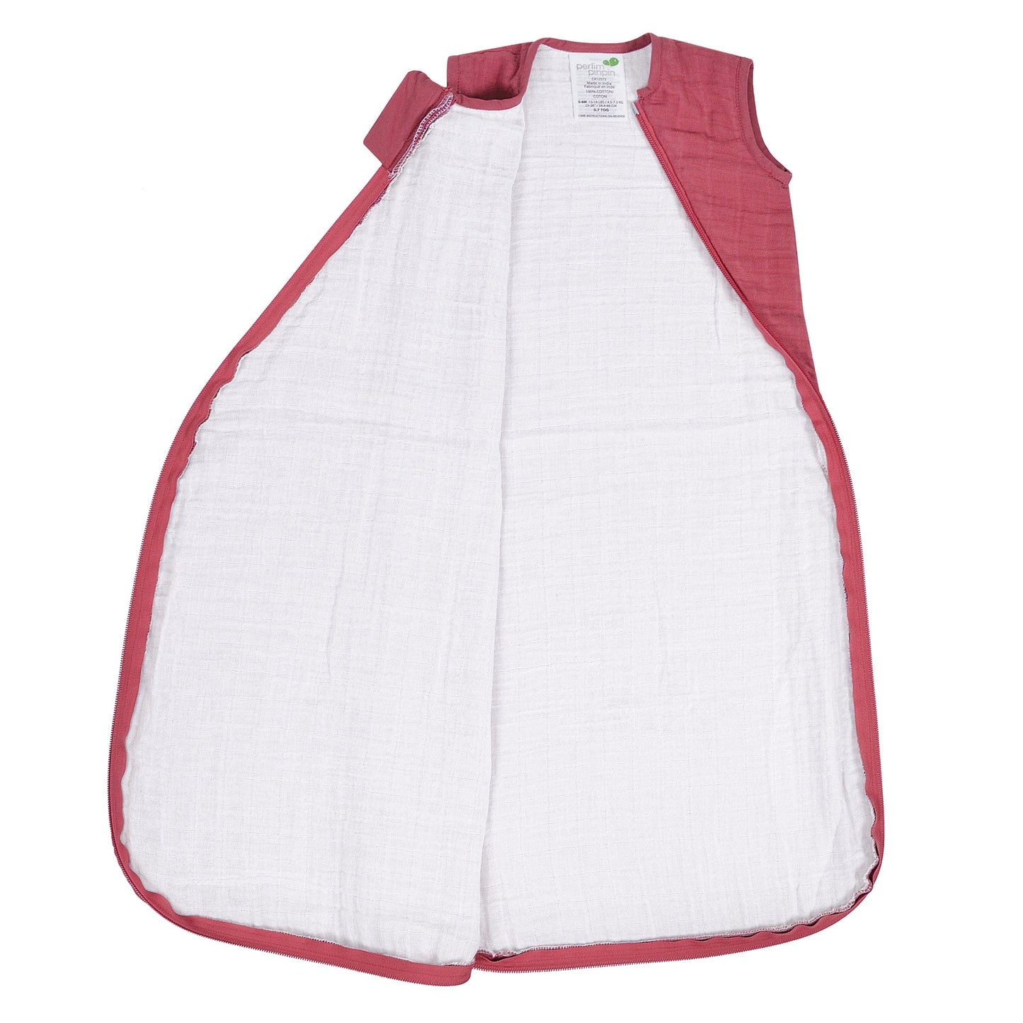 Cotton muslin sleep sack - Raspberry (0.7 tog)