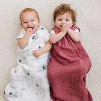 Cotton muslin sleep sack - Raspberry (0.7 tog)