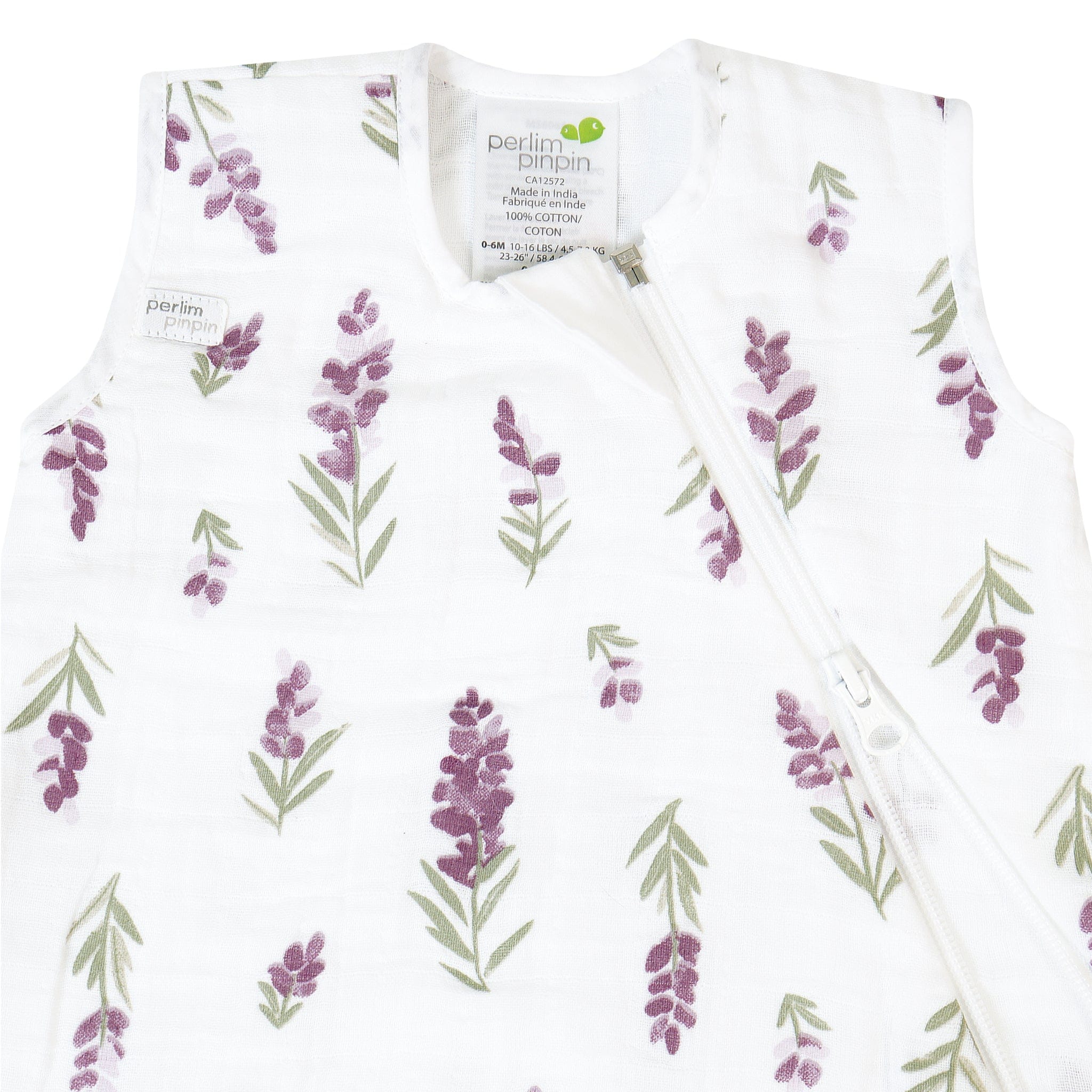 Cotton muslin sleep sack - Lavender (0.7 tog)