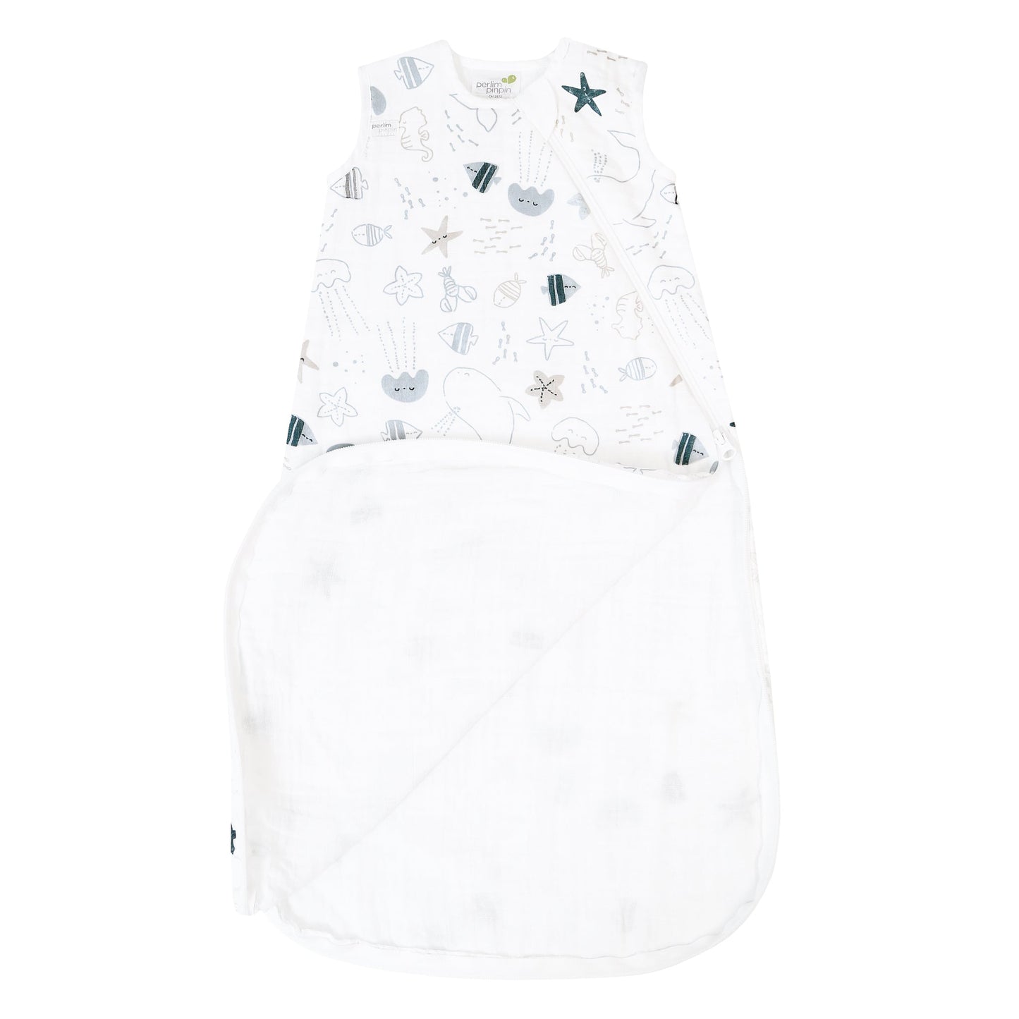 Cotton muslin sleep sack - Sea (0.7 tog)