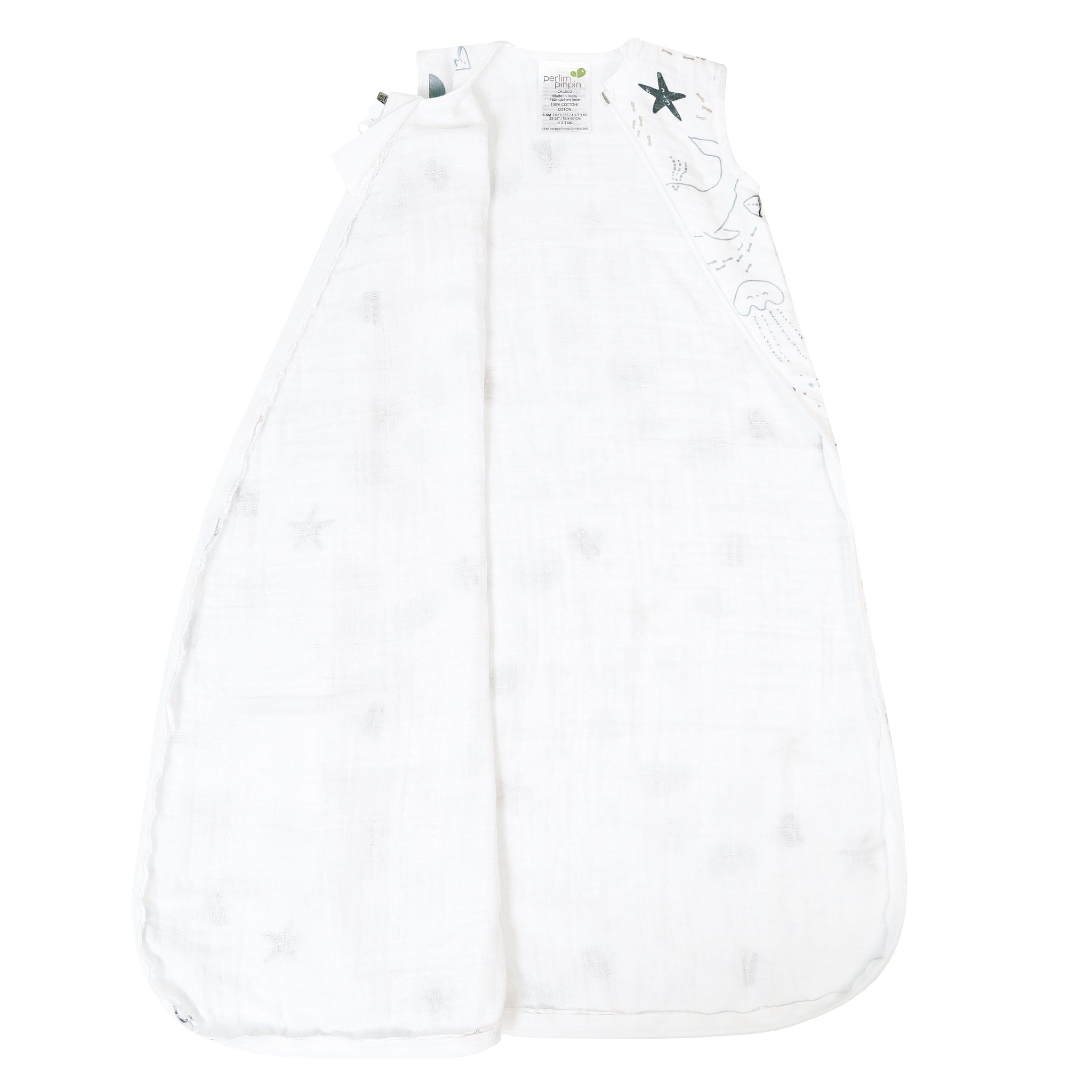 Cotton muslin sleep sack - Sea (0.7 tog)