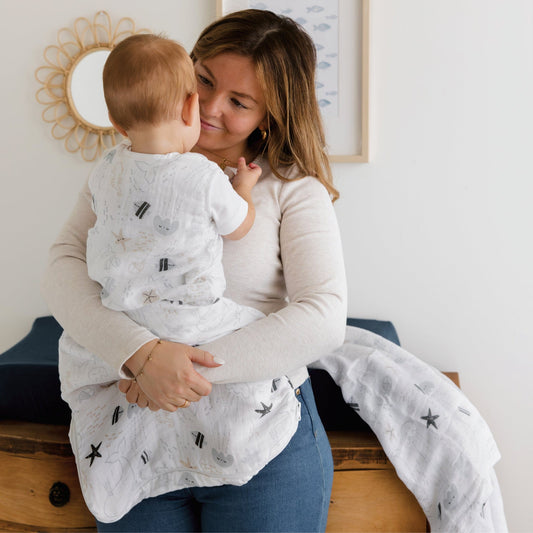 Cotton muslin sleep sack - Sea (0.7 tog)