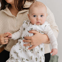 Cotton muslin sleep sack - Leaves (0.7 tog)