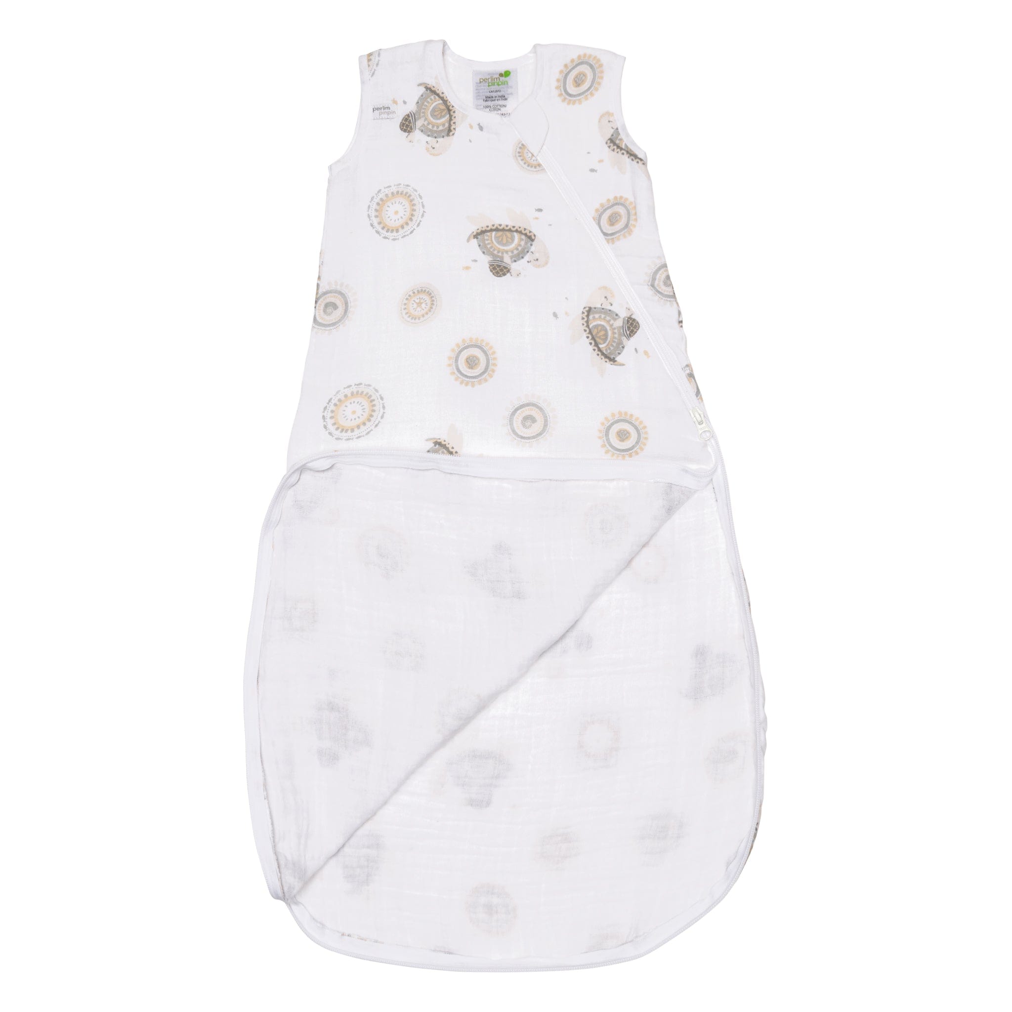 Cotton muslin sleep sack - Turtles (0.7 tog)