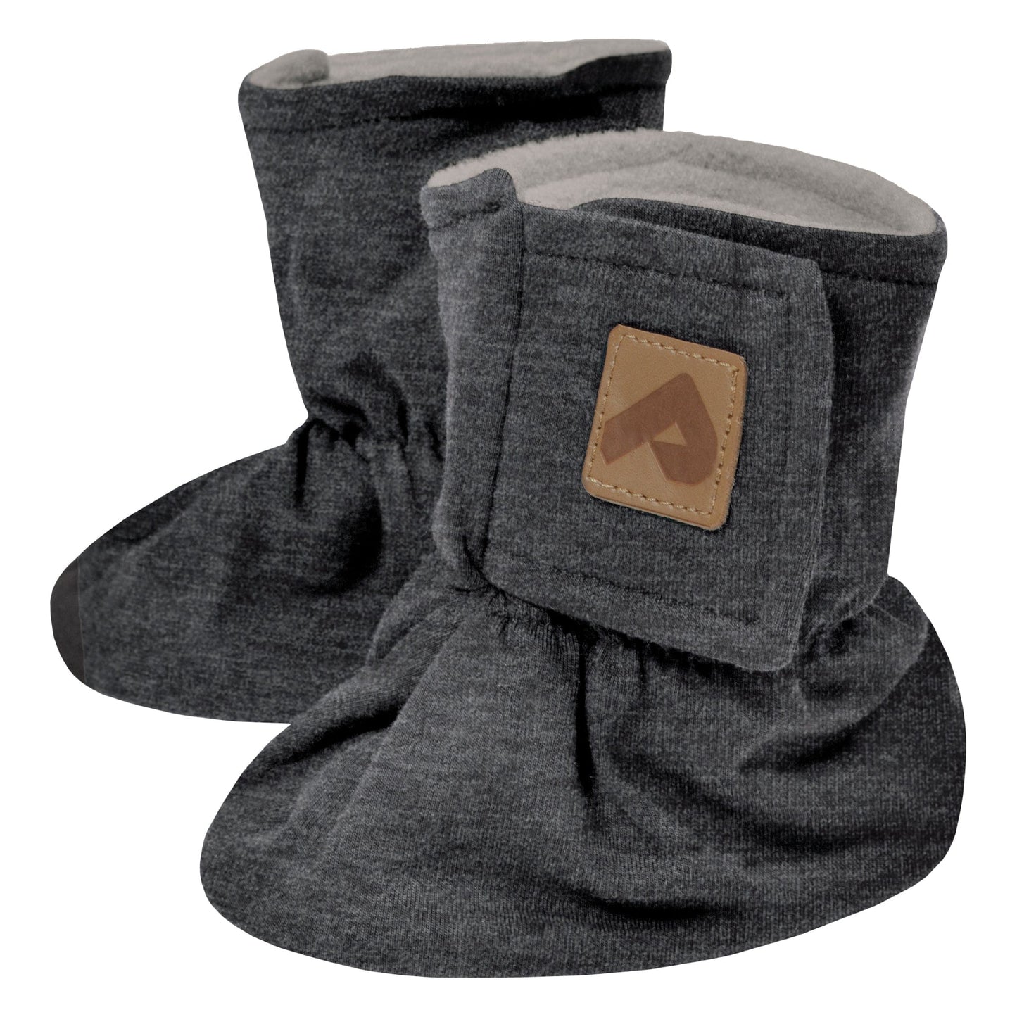 Cotton booties with faux fur lining - Heathered Gray