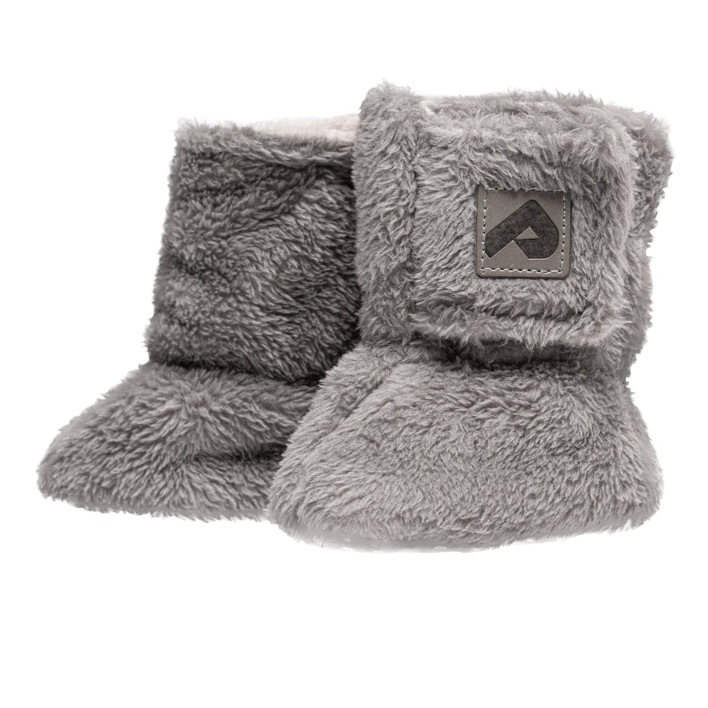 Pantoufles en peluche double épaisseur - Gris uni