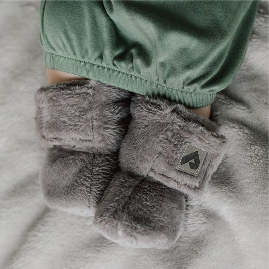 Double layer plush booties - Gray solid