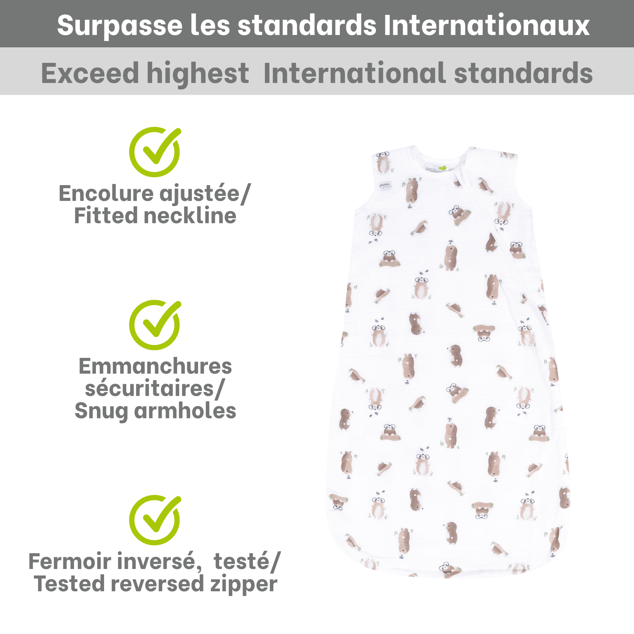 Cotton muslin sleep sack - Moles (0.7 tog)