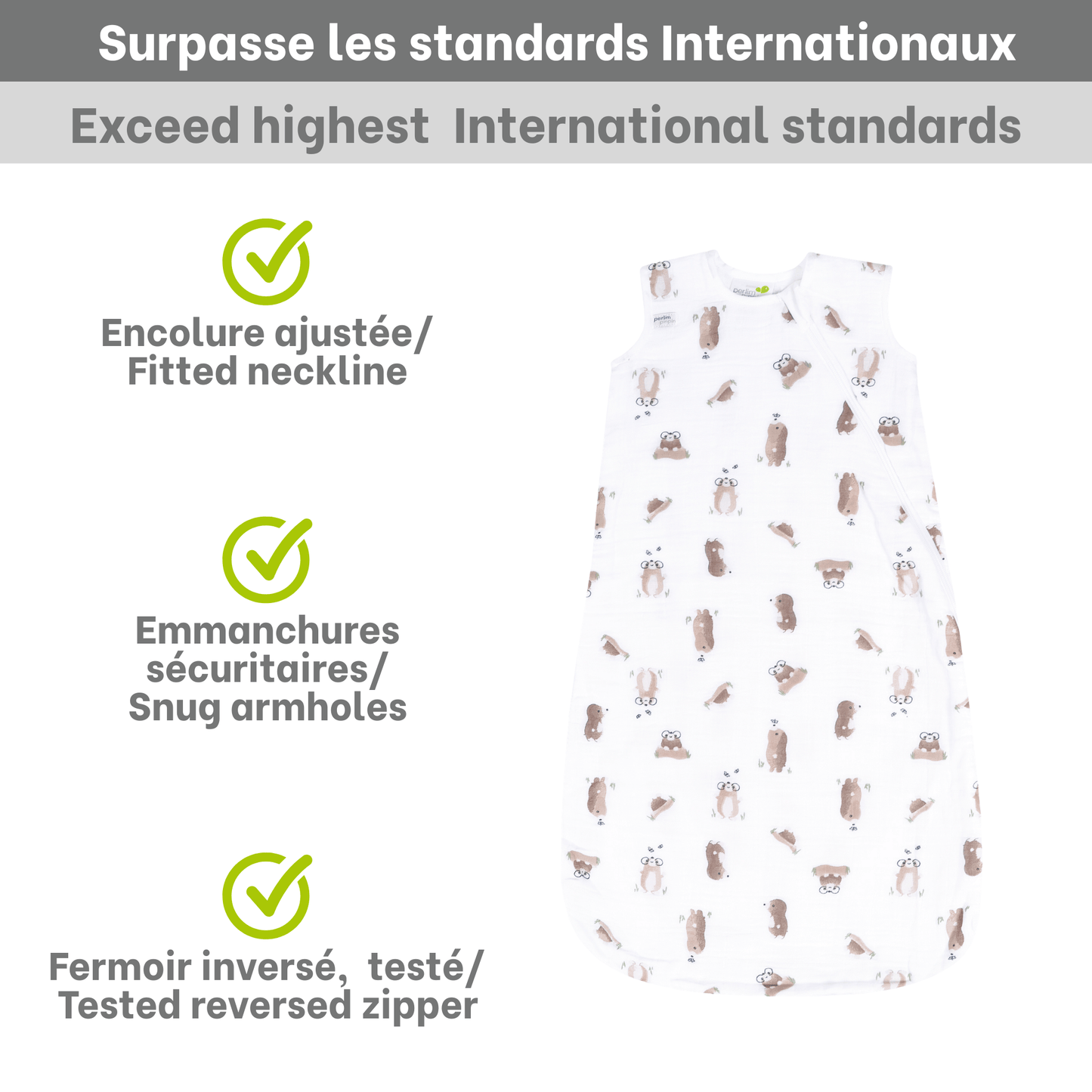 Cotton muslin sleep sack - Moles (0.7 tog)